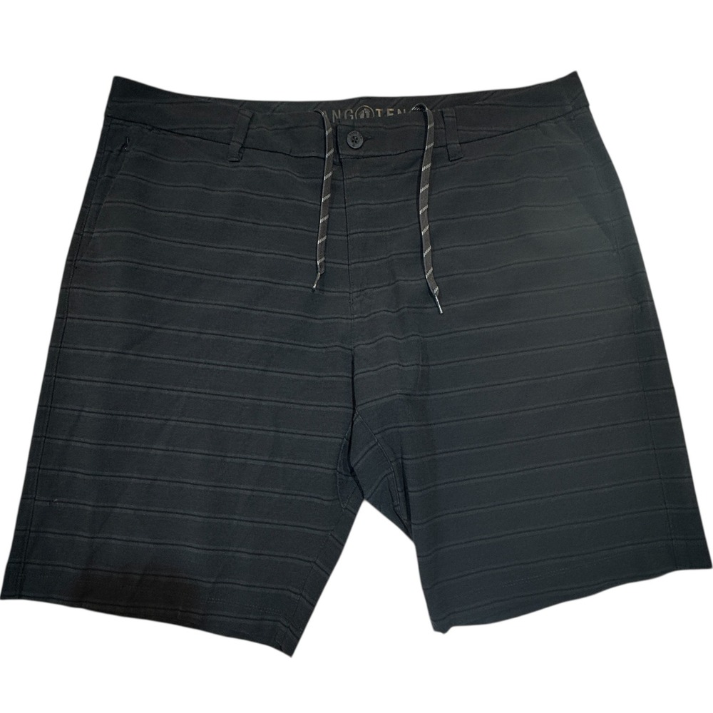 Hang Ten Hybrid Shorts Men's Black 11" Inseam Size 40 Striped Boardshorts Surf